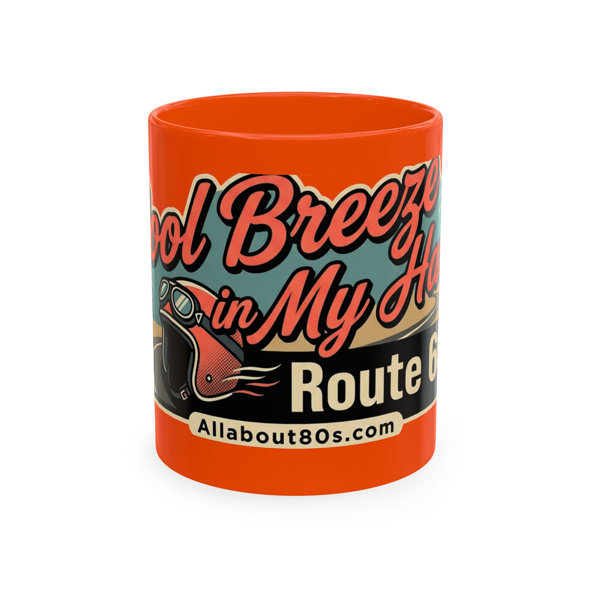 Cool Breeze in My Hair Route 66 Motorcycle Mug — Retro Biker Coffee Cup
