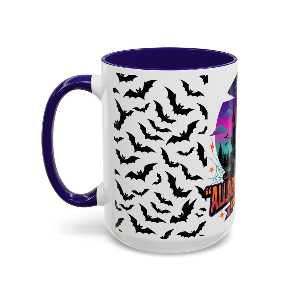 Halloween Haunted Castle Coffee Mug — Colorful Bat Pattern 11oz/15oz