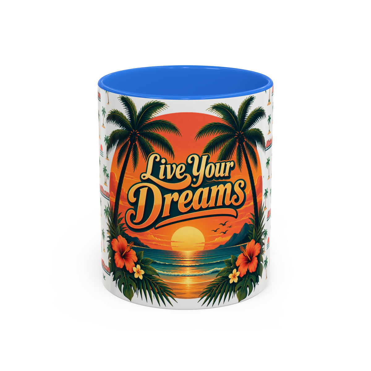 Live Your Dreams Tropical Sunset Mug