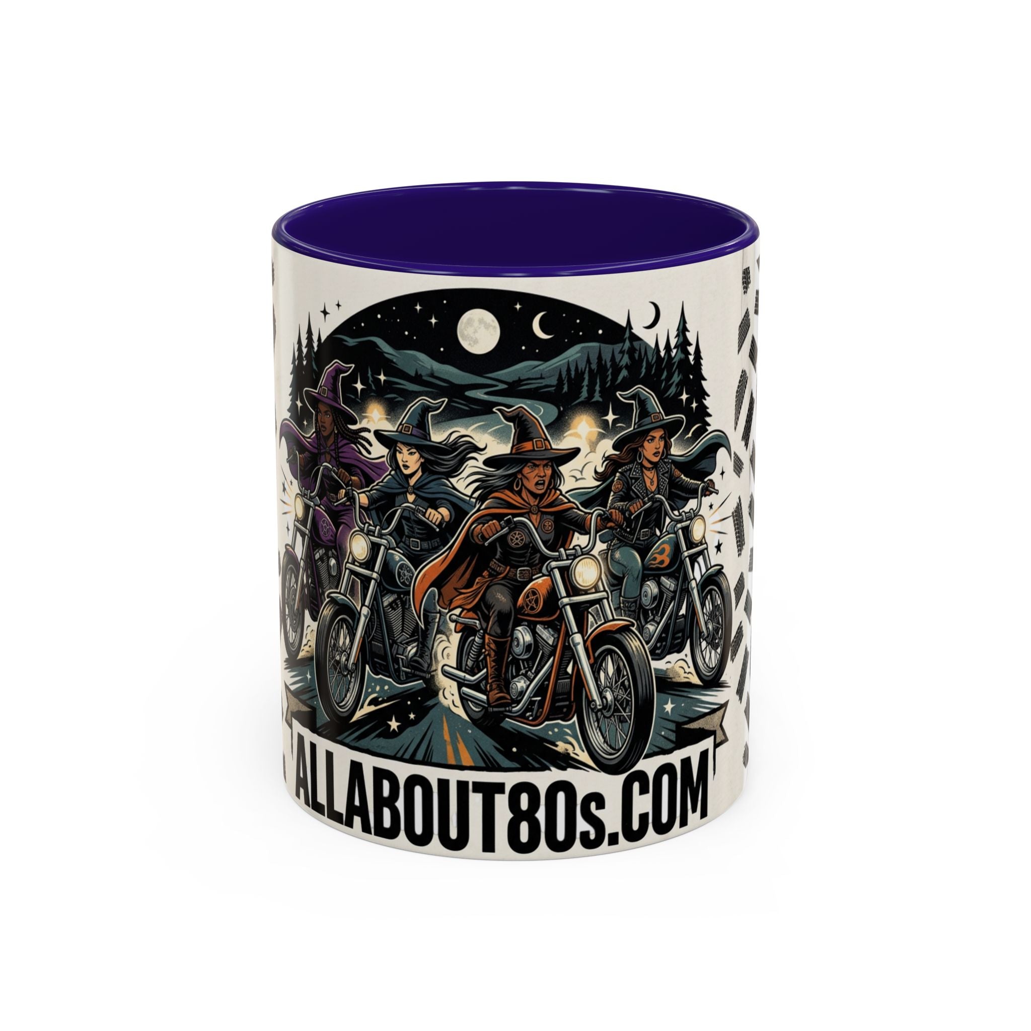 Witch Biker Sisters Coffee Mug — Halloween Motorcycle Witchcraft Design (11oz/15oz)