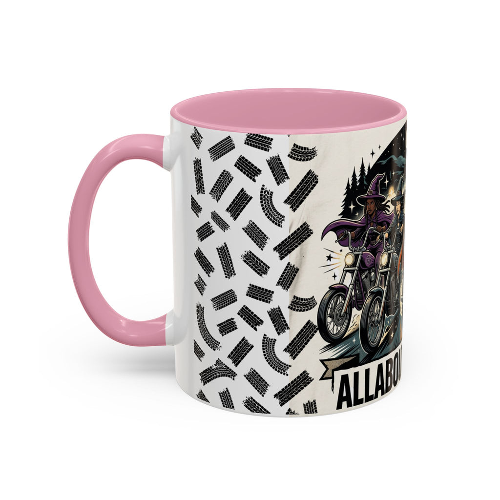 Witch Biker Sisters Coffee Mug — Halloween Motorcycle Witchcraft Design (11oz/15oz)