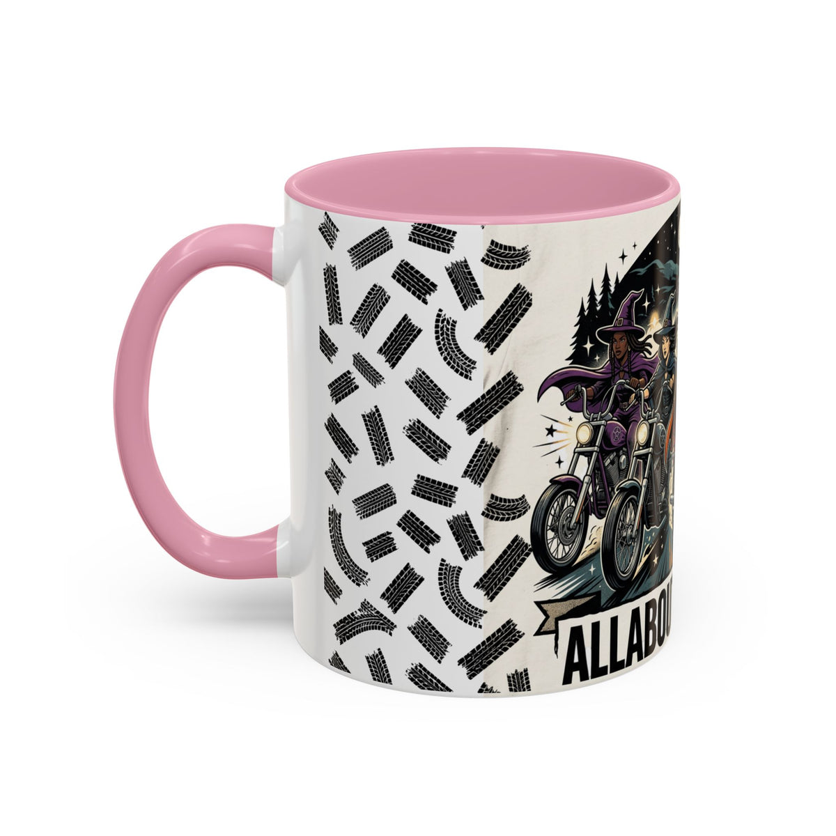 Witch Biker Sisters Coffee Mug — Halloween Motorcycle Witchcraft Design (11oz/15oz)