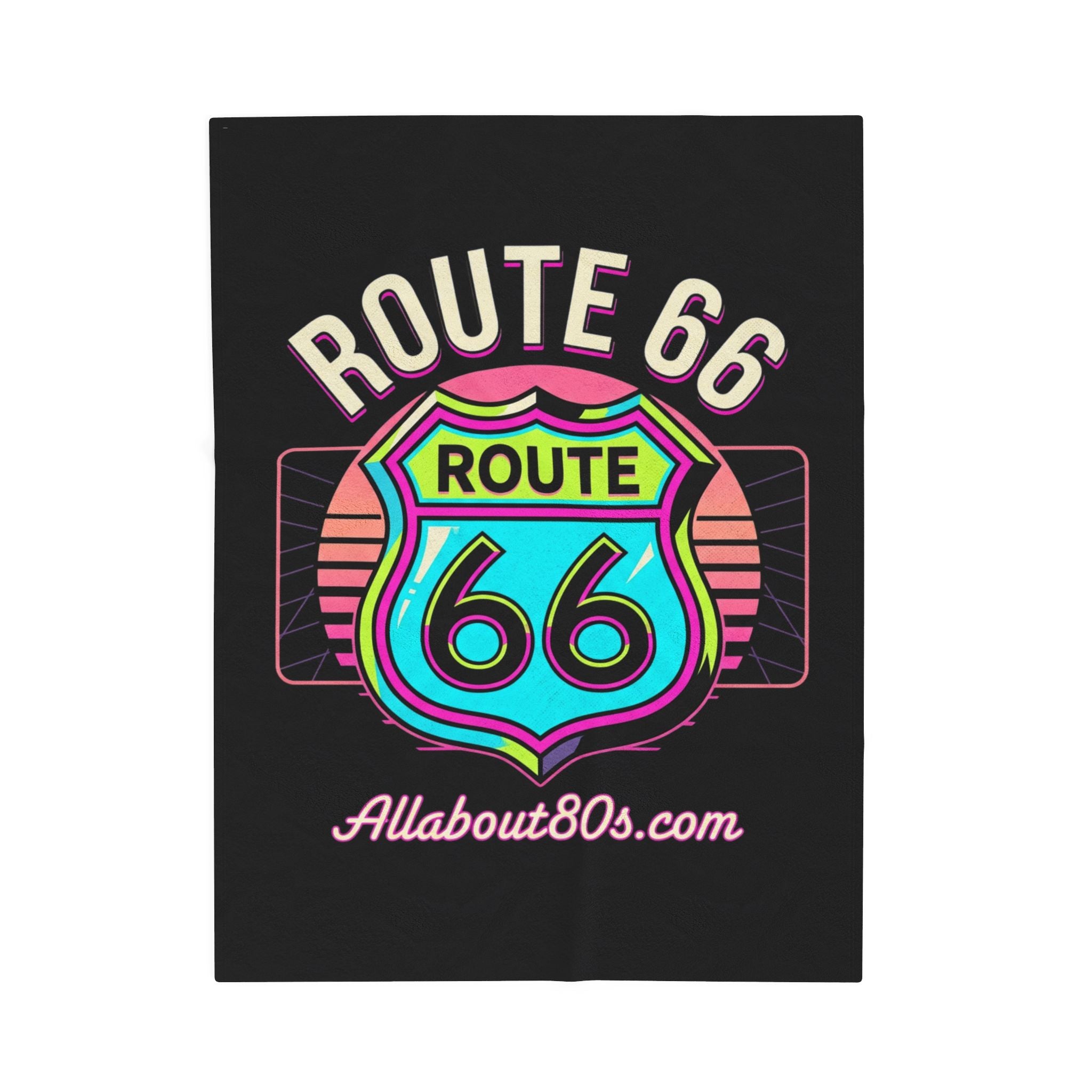 Route 66 Retro Neon Velveteen Plush Blanket