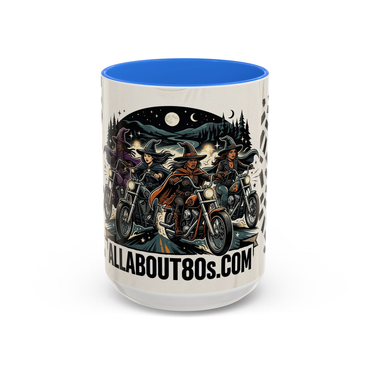 Witch Biker Sisters Coffee Mug — Halloween Motorcycle Witchcraft Design (11oz/15oz)