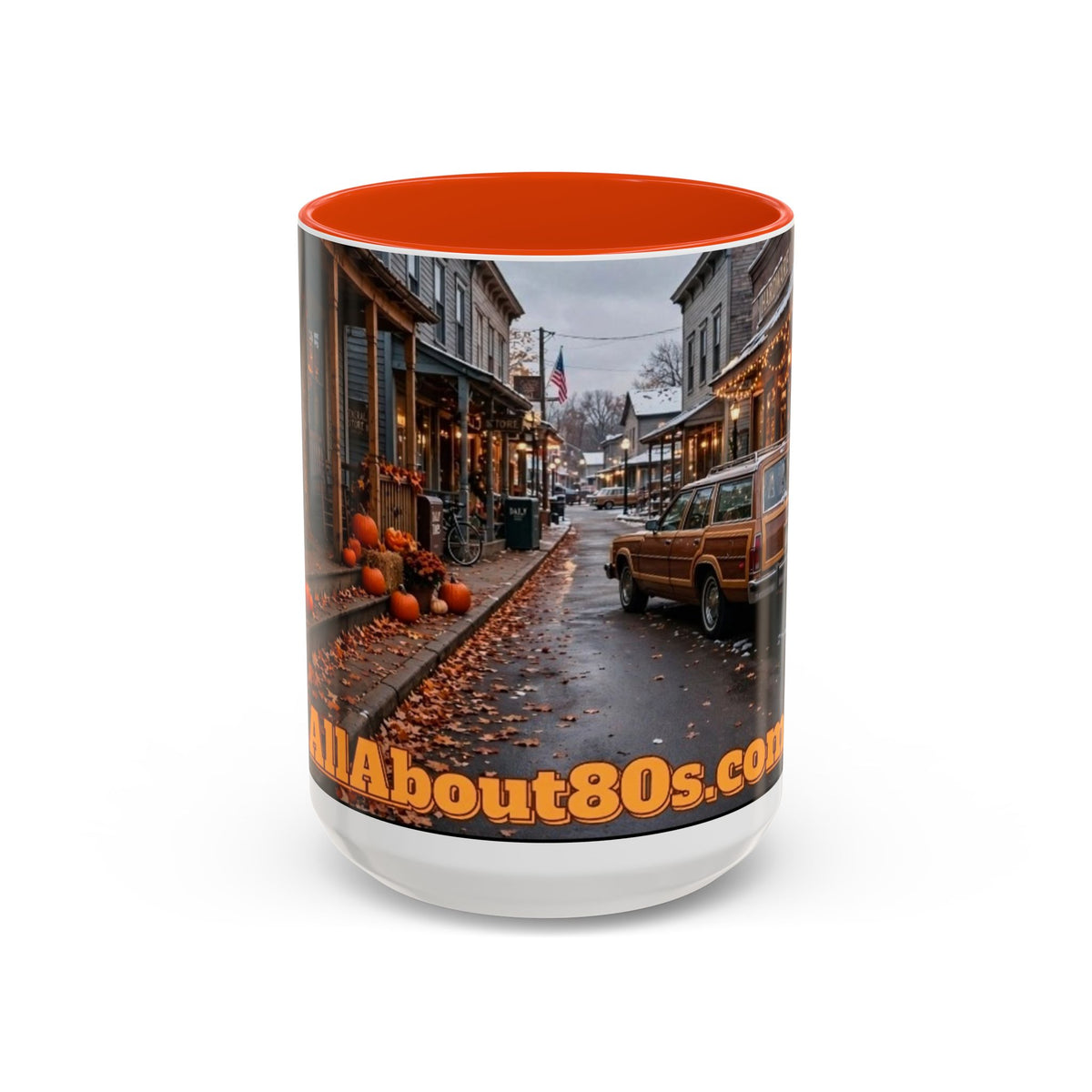 Vintage Small Town Winter Scene Coffee Mug (11oz/15oz)