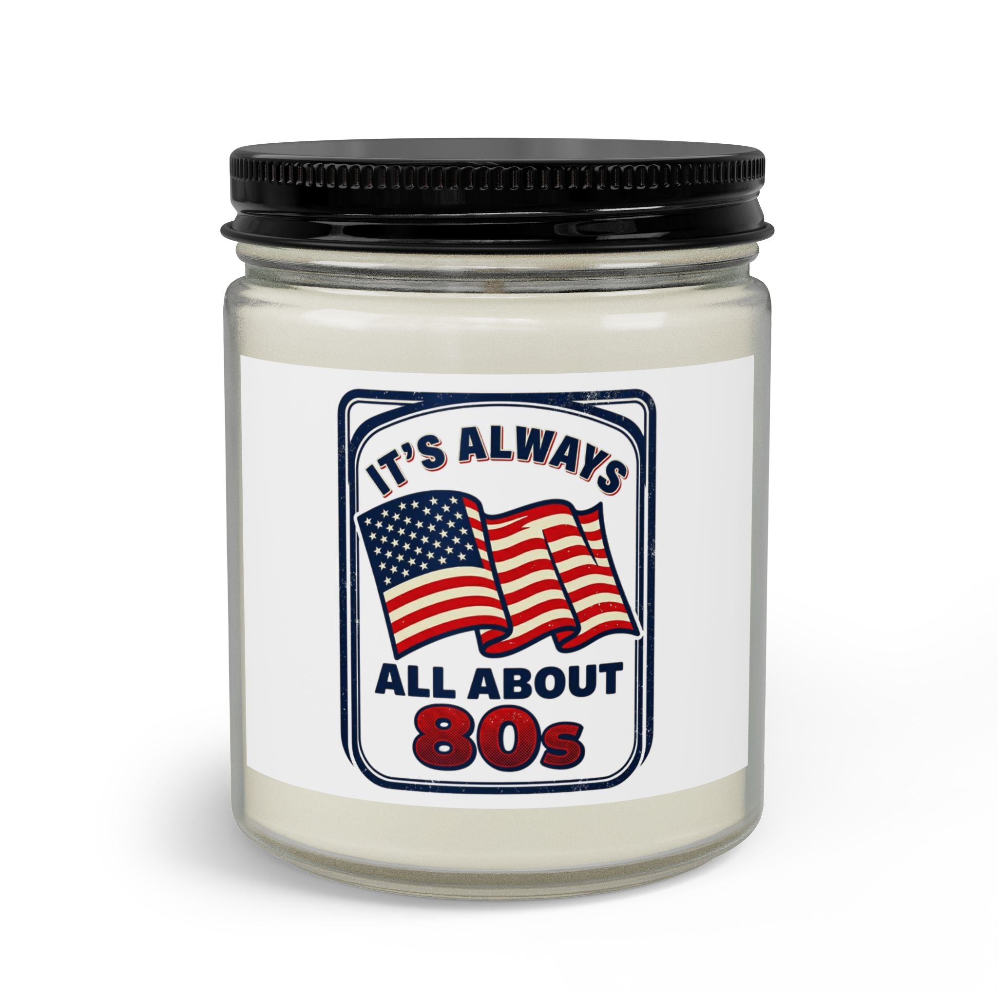 80s Retro Flag Candle Set — "It's Always All About 80s" with Matches & Wick Trimmer