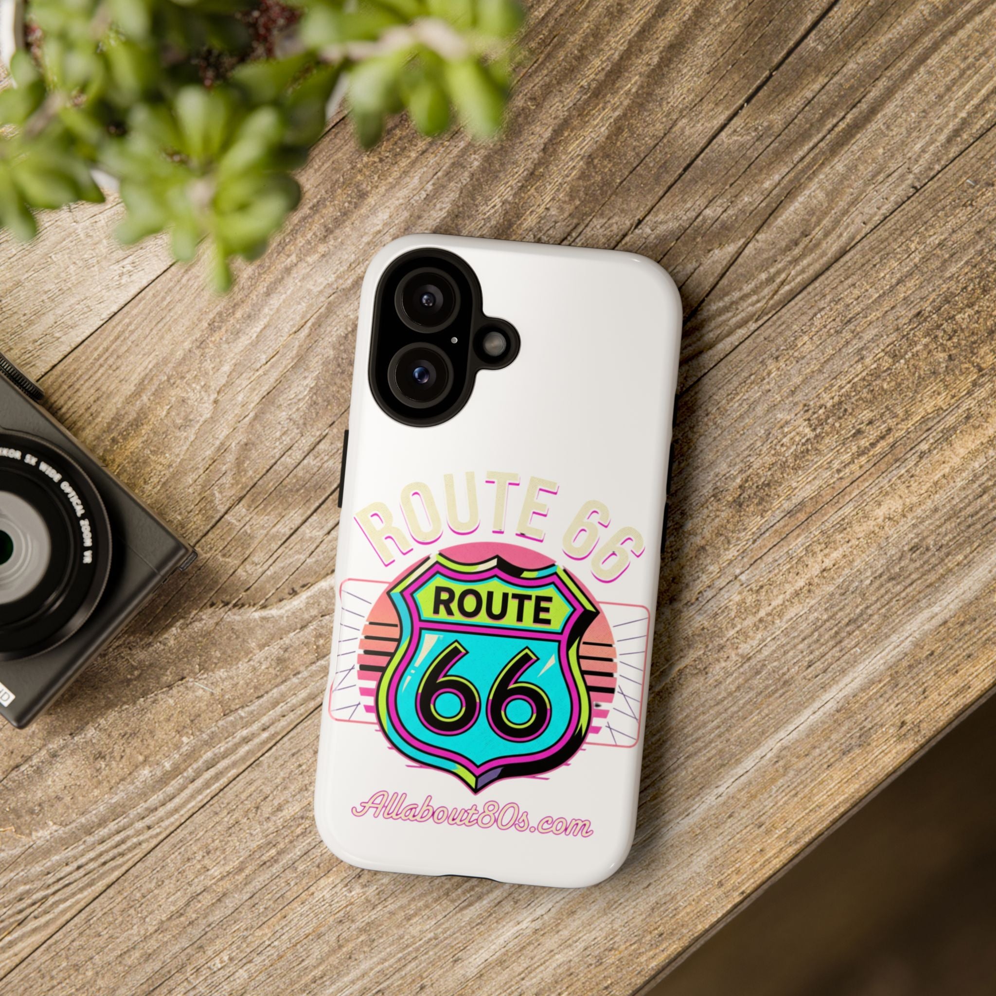 Route 66 Neon Phone Case — Retro Road Trip iPhone Cover