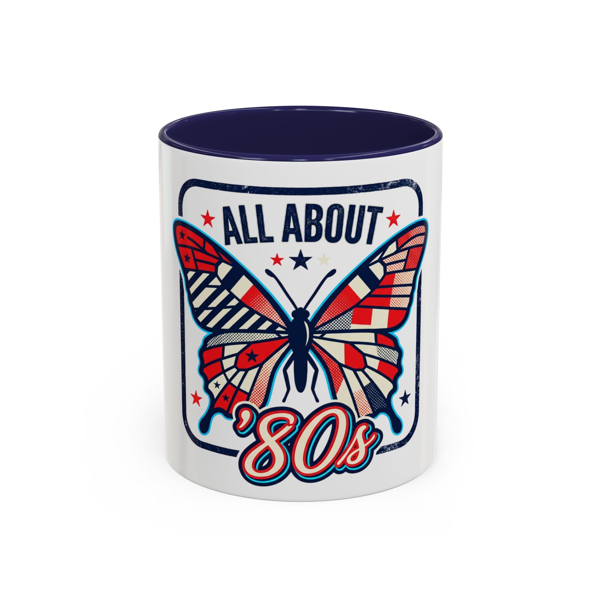 All About '80s Butterfly Accent Coffee Mug – Retro Patriotic 80s Gift