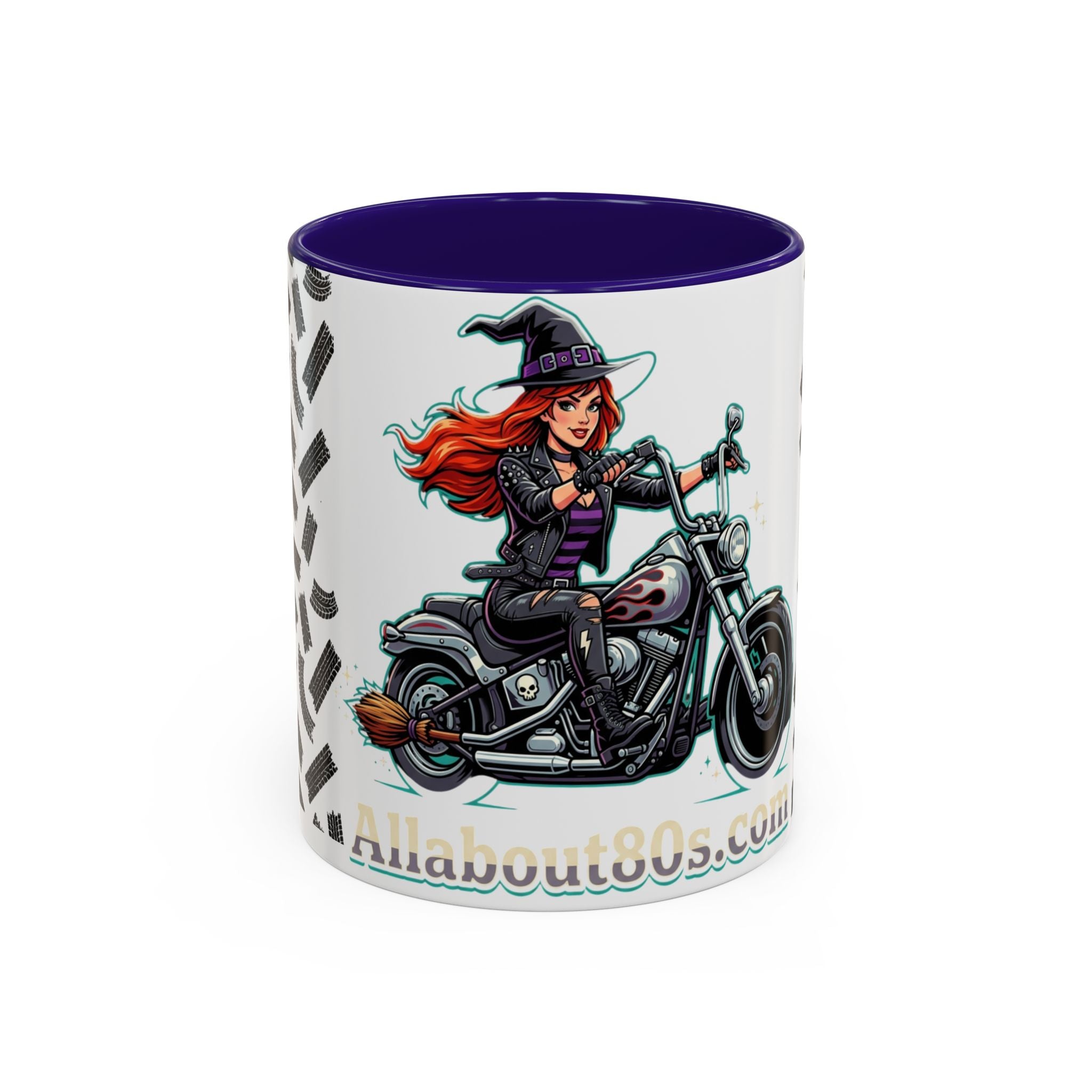 Witch Motorcycle Mug — Red-Haired Biker Witch Ceramic Coffee Cup