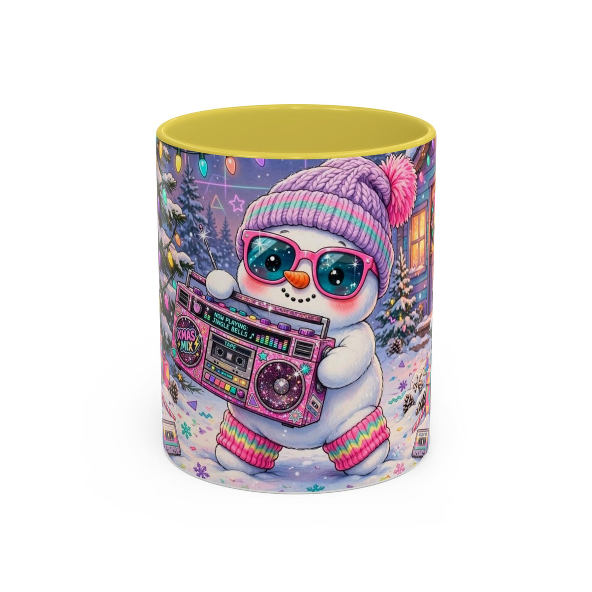 Cool Snowman with Boombox Christmas Mug