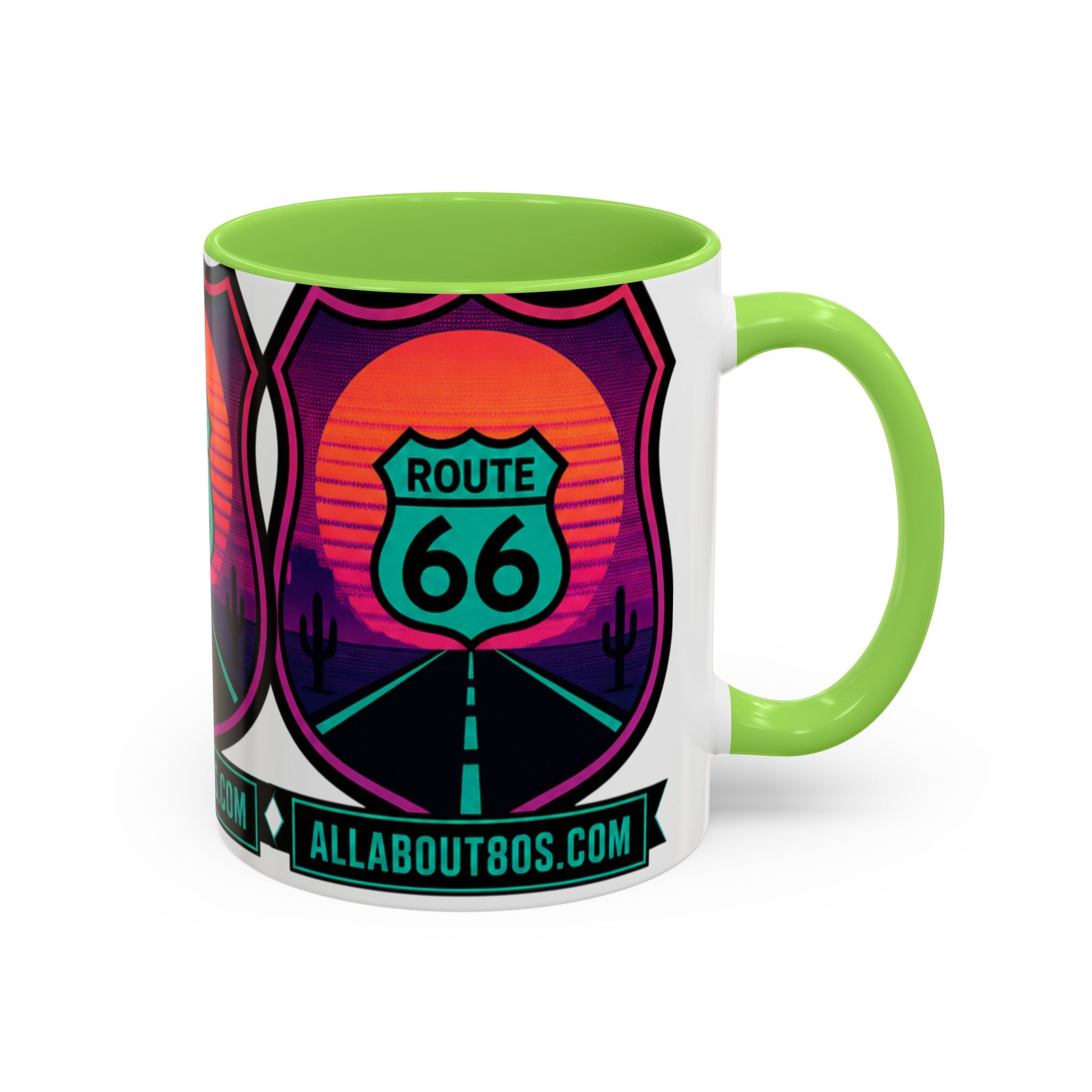 Route 66 Sunset Mug — Retro Neon Travel Coffee Cup (11oz & 15oz)