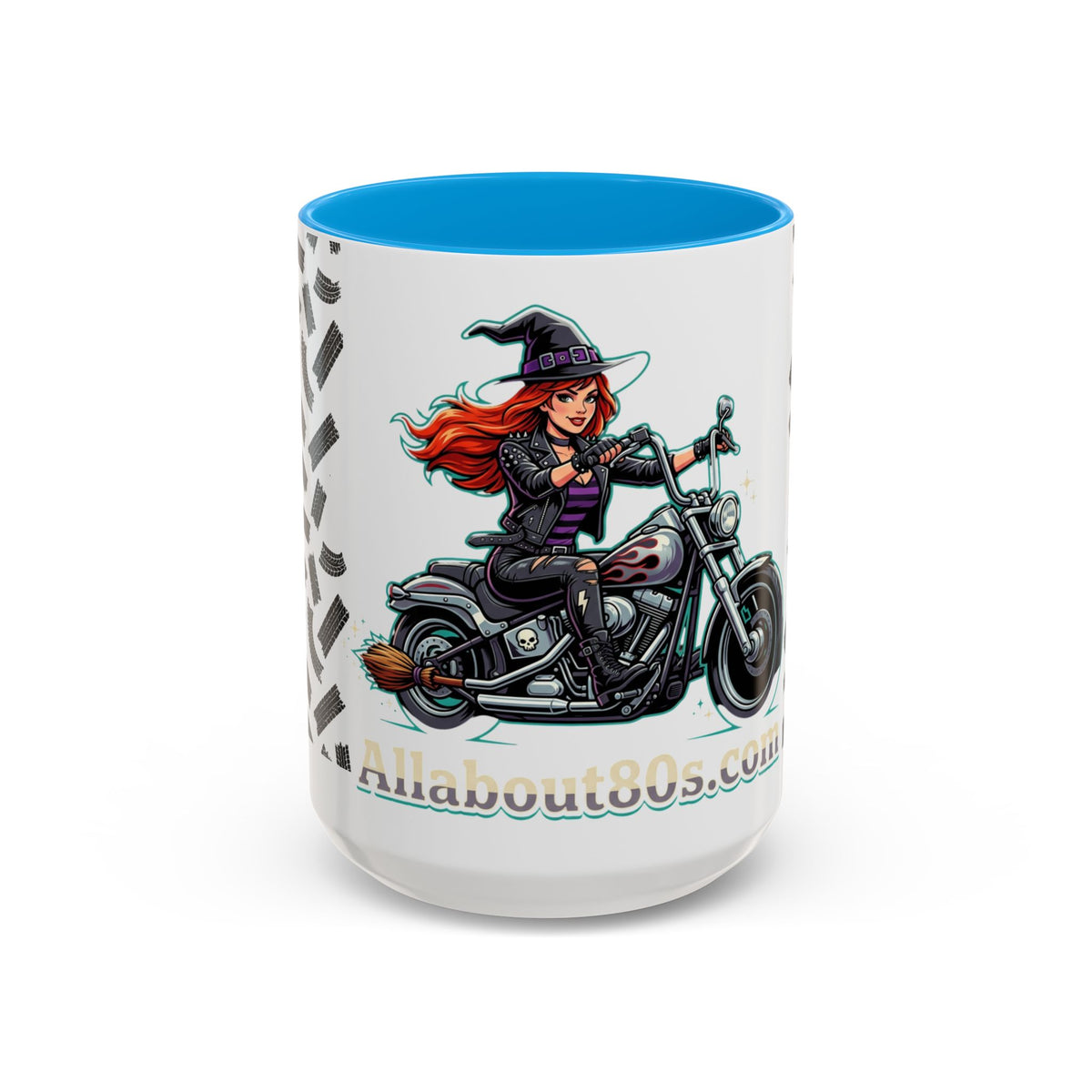 Witch Motorcycle Mug — Red-Haired Biker Witch Ceramic Coffee Cup