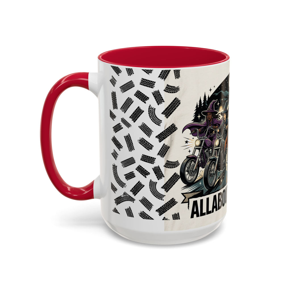 Witch Biker Sisters Coffee Mug — Halloween Motorcycle Witchcraft Design (11oz/15oz)