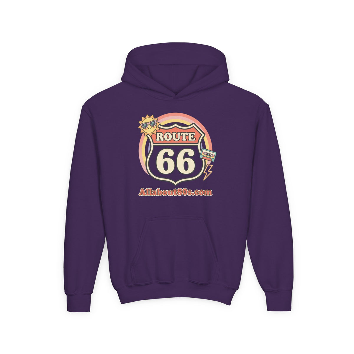 Route 66 Youth Hoodie — Retro Road Trip Graphic Sweatshirt