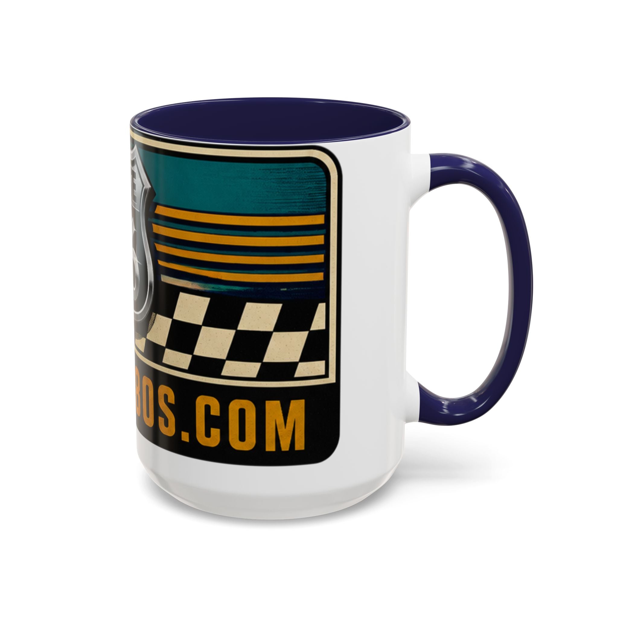 Route 66 Retro Checkerboard Coffee Mug — Vintage Road Trip 11/15oz Accent Mug