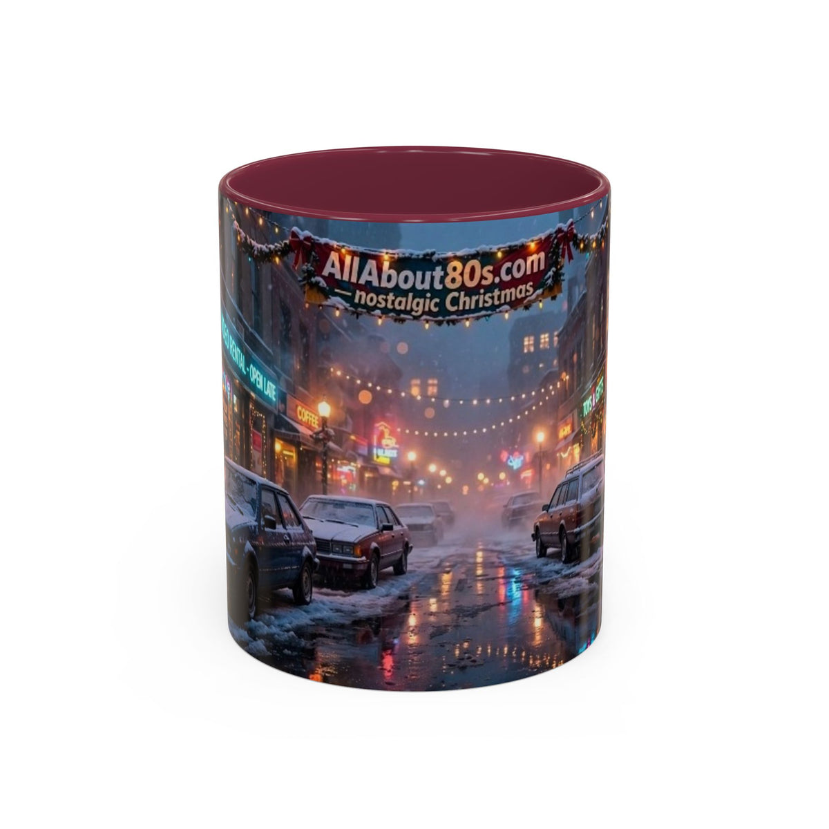 Nostalgic 1980s Christmas Street Mug (11oz & 15oz)