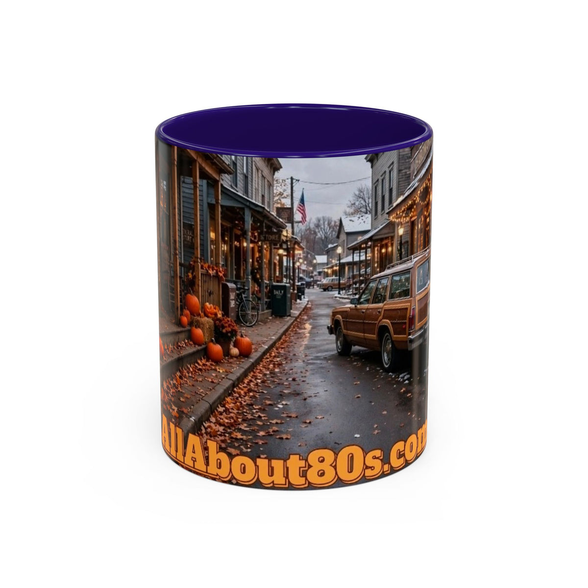 Vintage Small Town Winter Scene Coffee Mug (11oz/15oz)