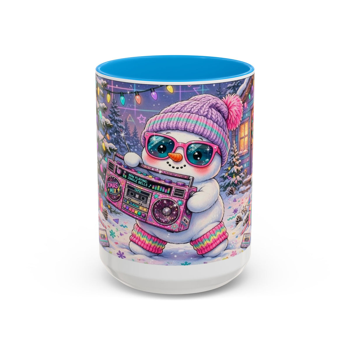 Cool Snowman with Boombox Christmas Mug