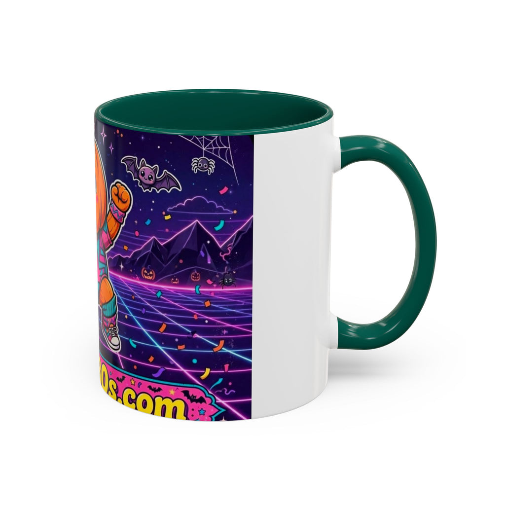 80s Retro Pumpkin Mug – Cute Neon Halloween Coffee Cup (11oz/15oz)