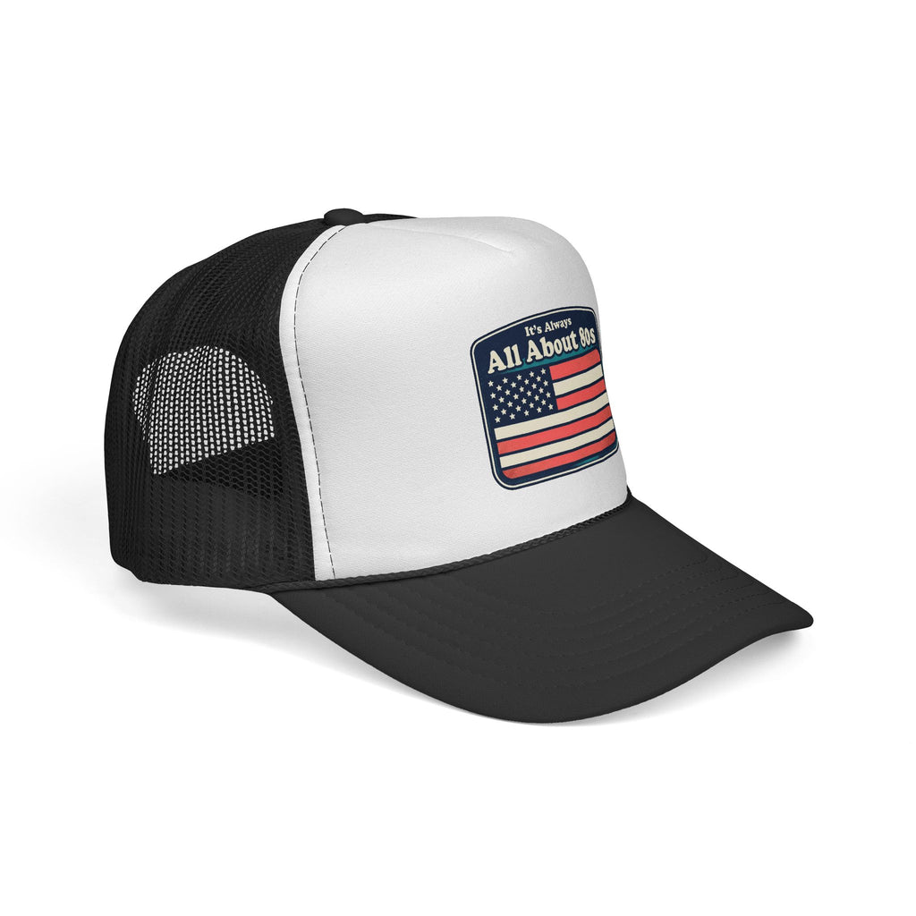 Trucker Hat — 'All About 80s' Retro American Flag Cap