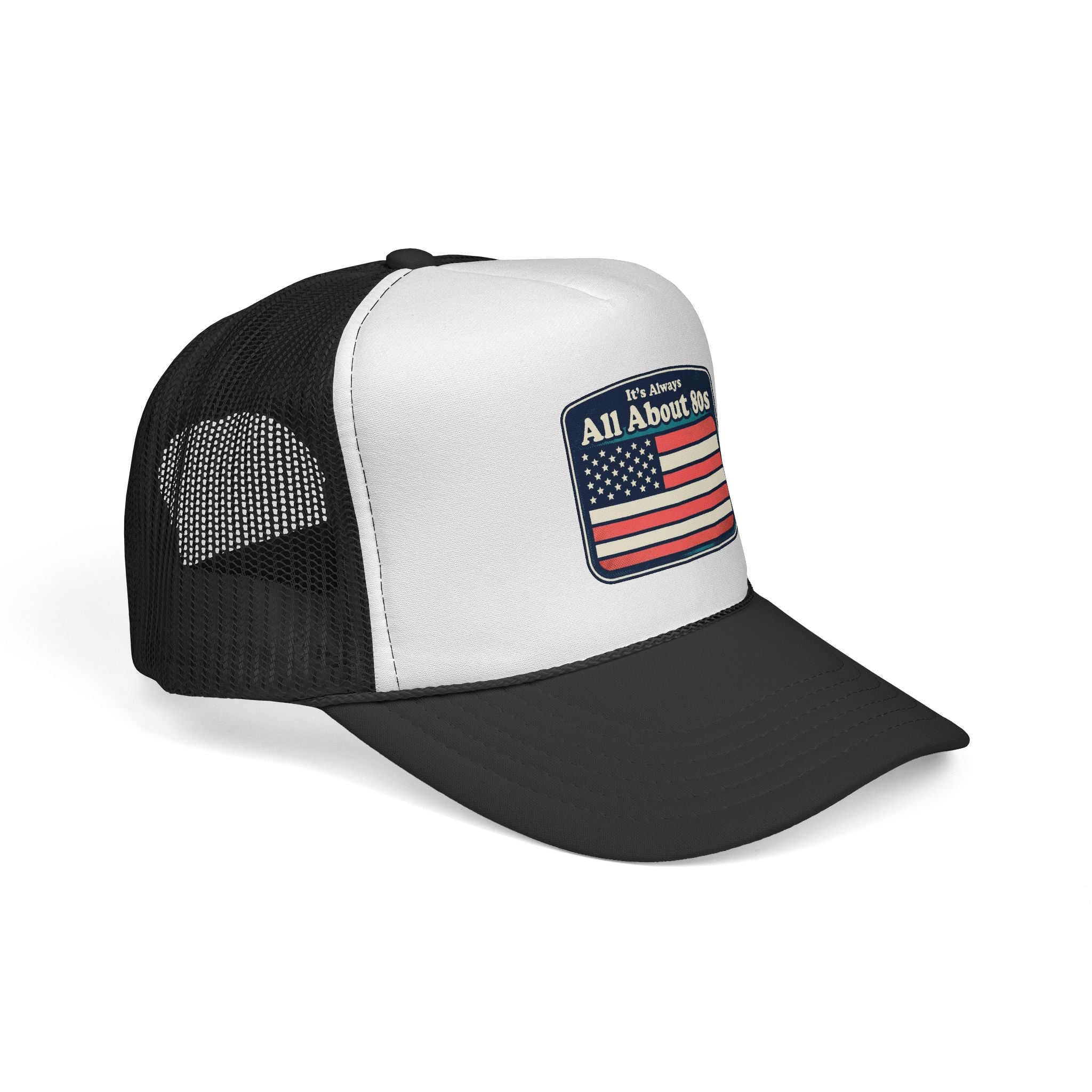 Trucker Hat — 'All About 80s' Retro American Flag Cap
