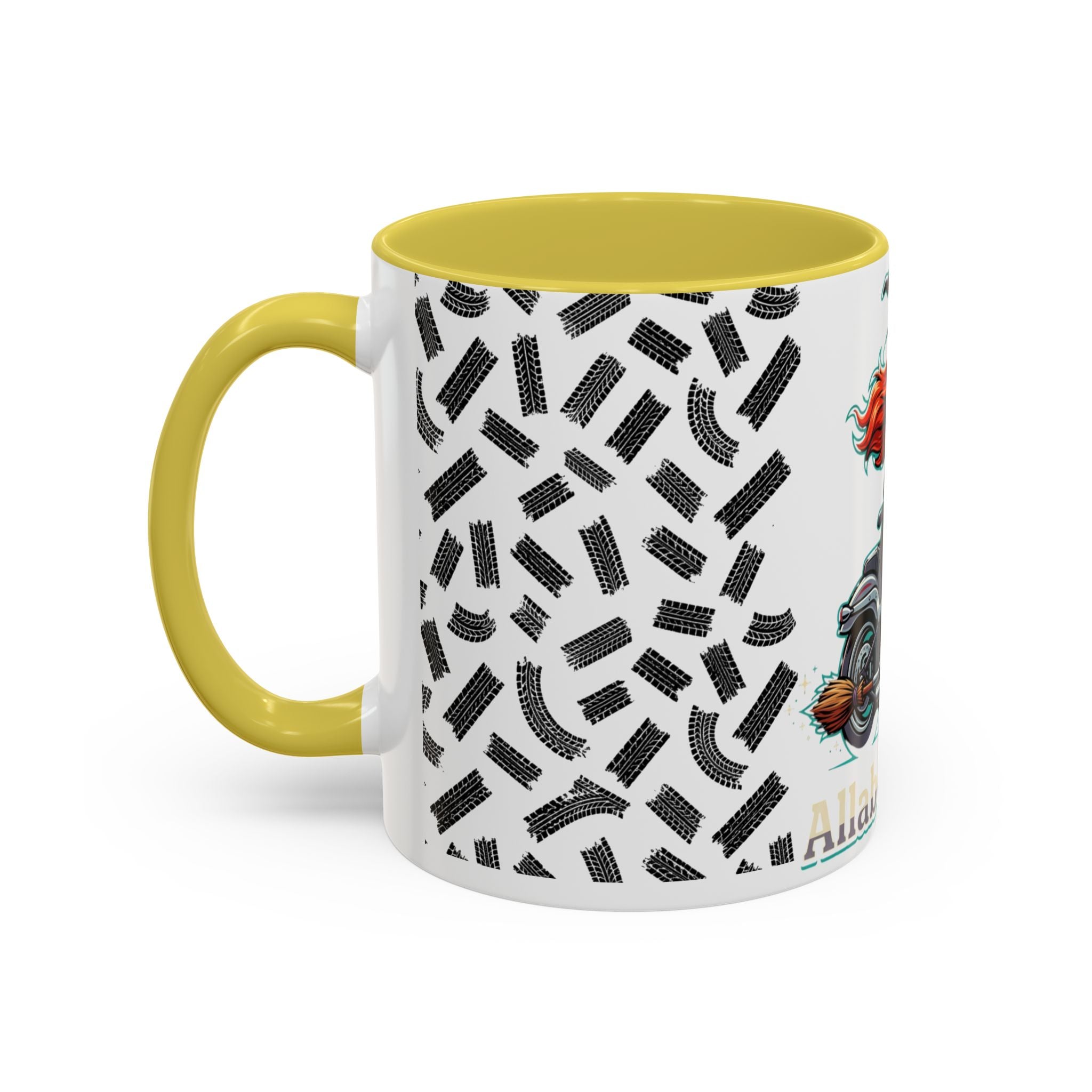 Witch Motorcycle Mug — Red-Haired Biker Witch Ceramic Coffee Cup