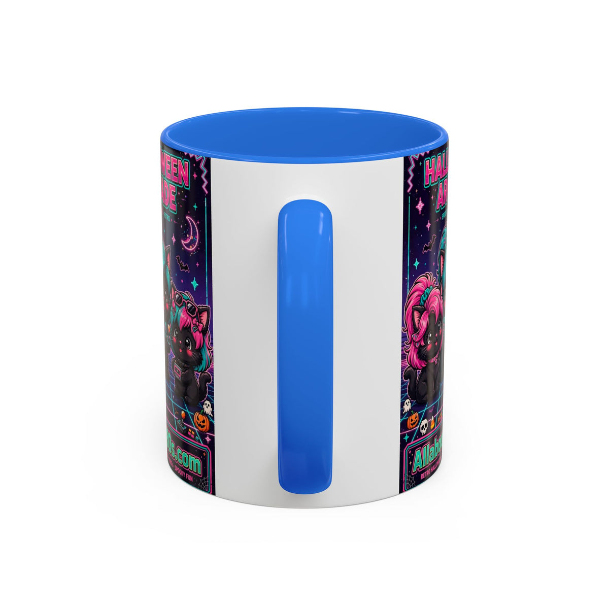 Halloween Arcade Mug — Cute Retro 80s Cat Gamers (11oz/15oz)