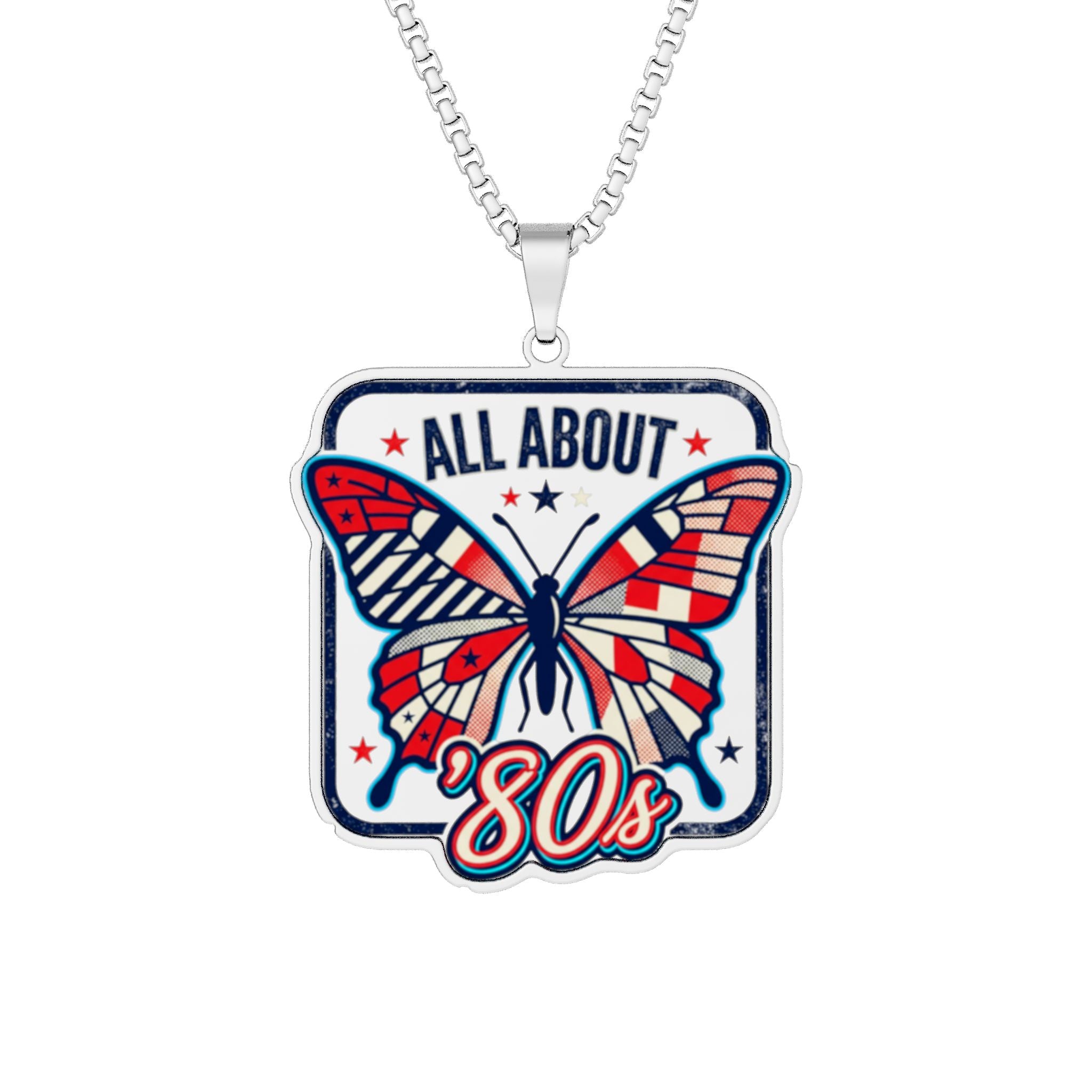 All About 80s Butterfly Photo Pendant - Custom Cut Photo Necklace