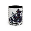 Witch Biker Coffee Mug (11oz/15oz) — Gothic Motorcycle Witch Illustration