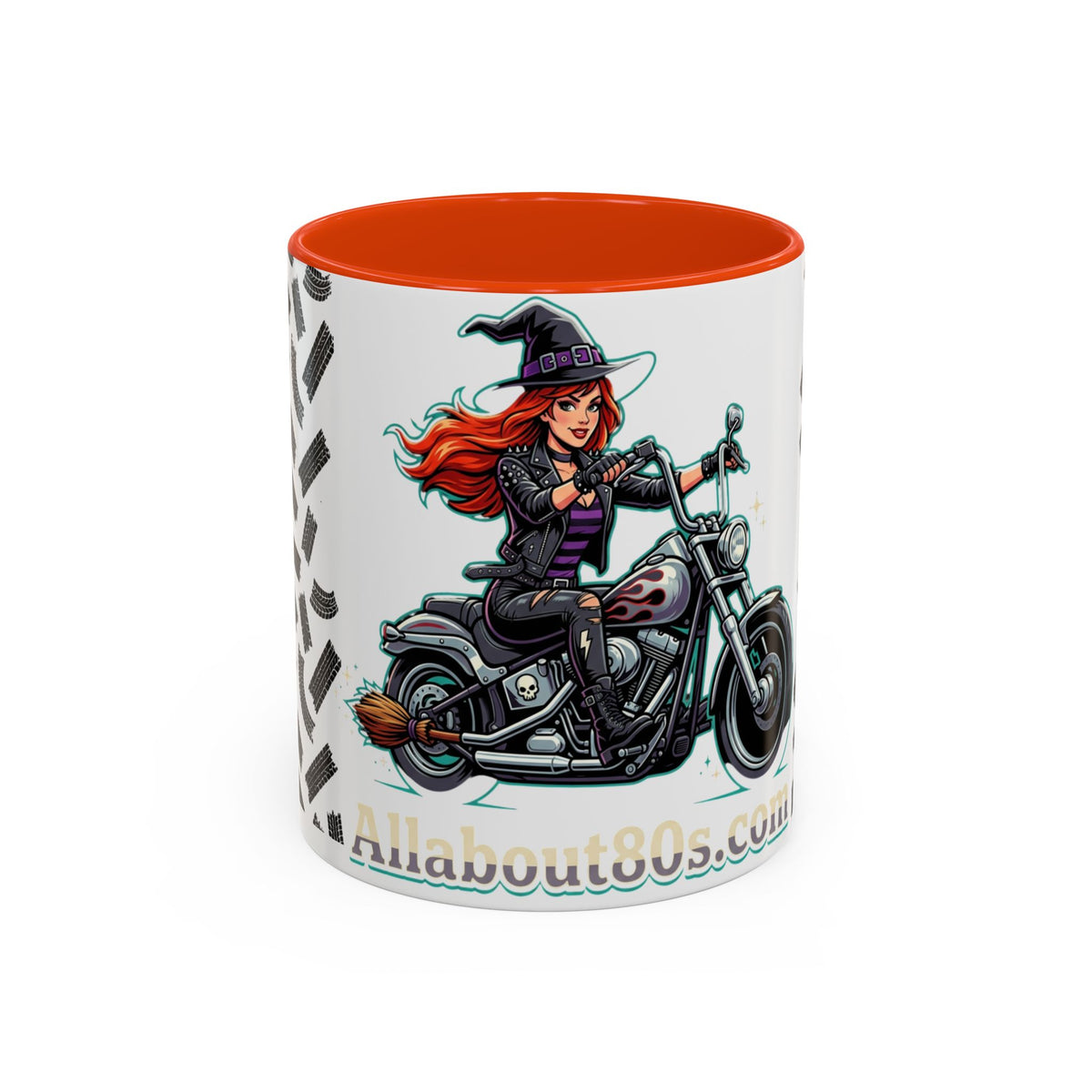Witch Motorcycle Mug — Red-Haired Biker Witch Ceramic Coffee Cup