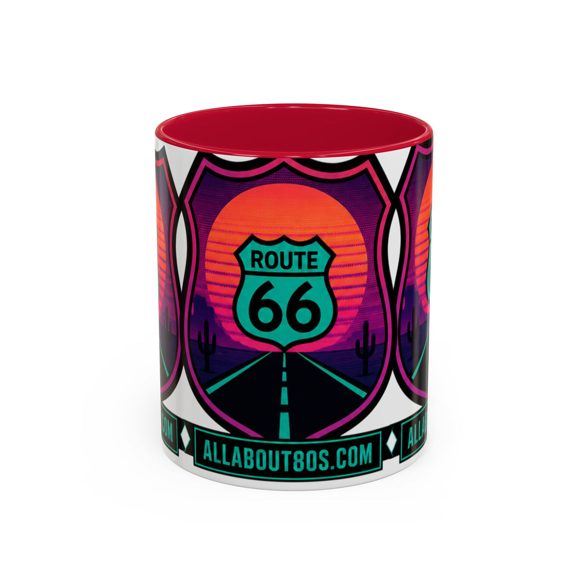 Route 66 Sunset Mug — Retro Neon Travel Coffee Cup (11oz & 15oz)