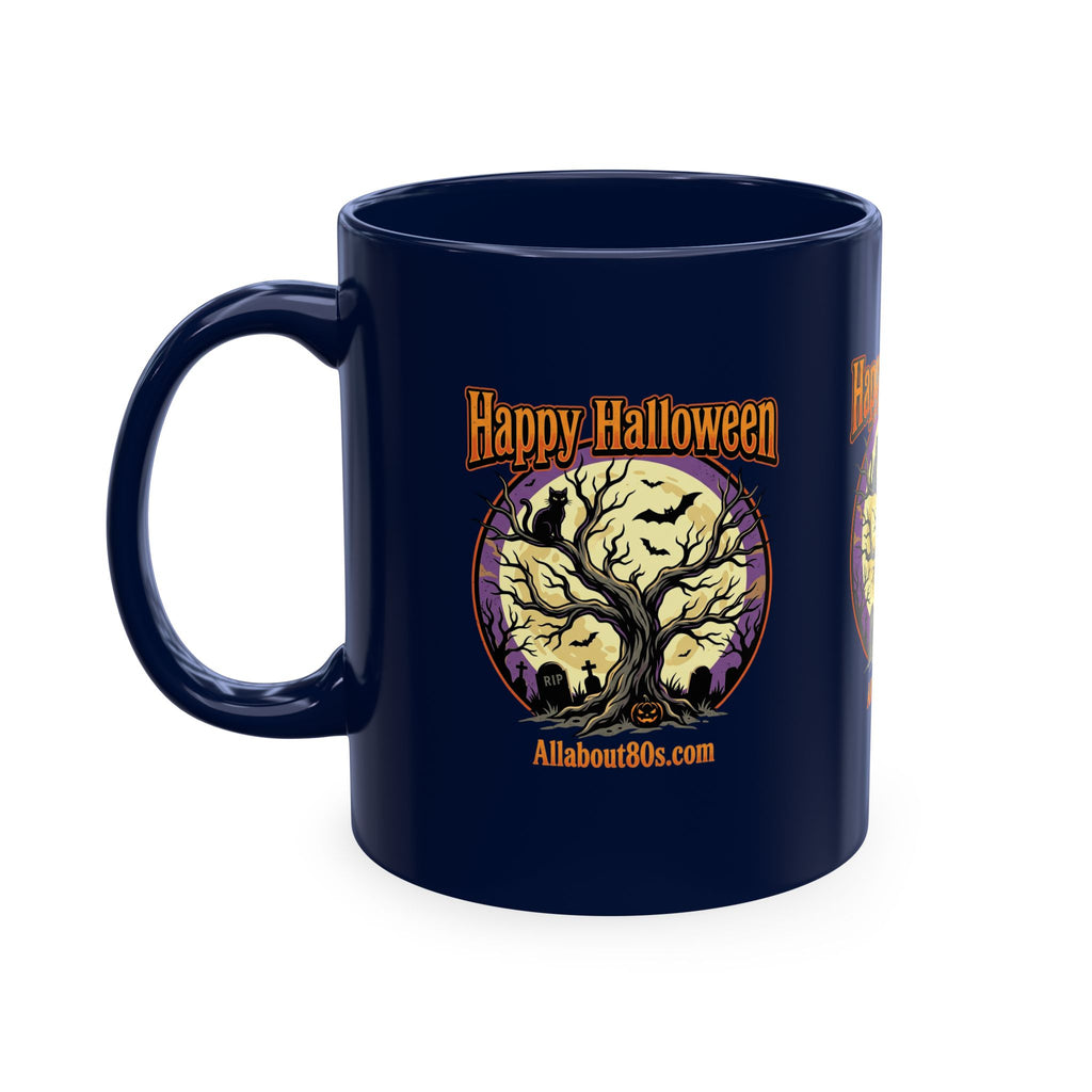 Happy Halloween Ceramic Mug — Spooky Tree & Moon Coffee Cup