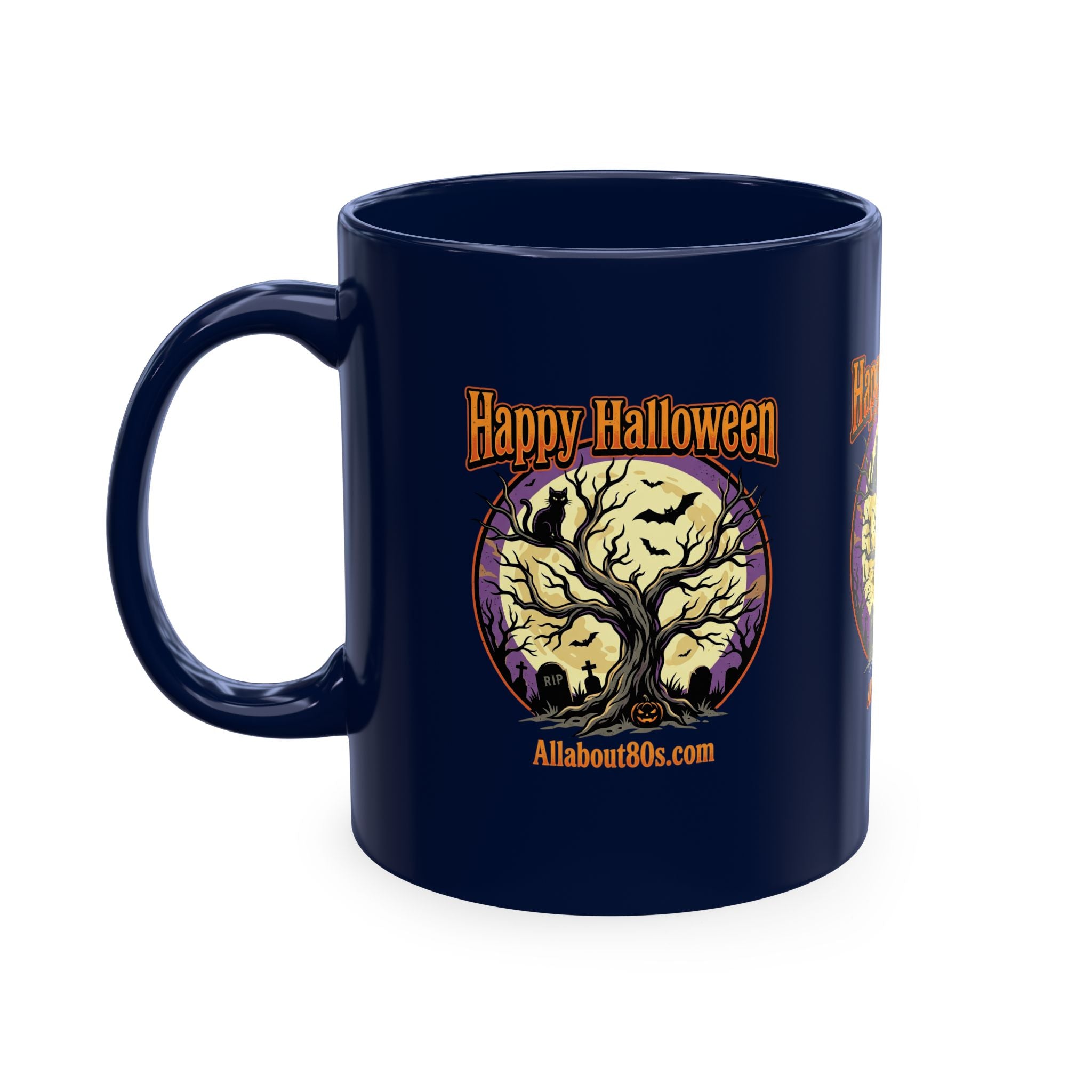Happy Halloween Ceramic Mug — Spooky Tree & Moon Coffee Cup