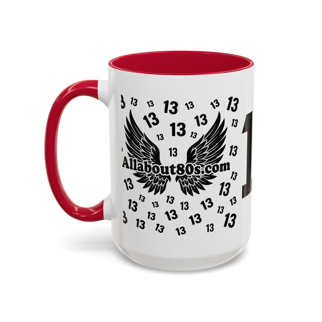 Number 13 Accent Mug — Bold Sports-Style Ceramic Coffee Cup (11oz/15oz)