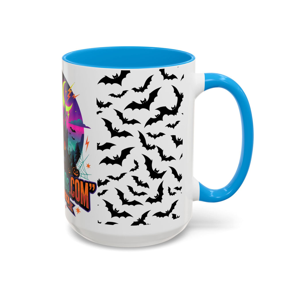 Halloween Haunted Castle Coffee Mug — Colorful Bat Pattern 11oz/15oz
