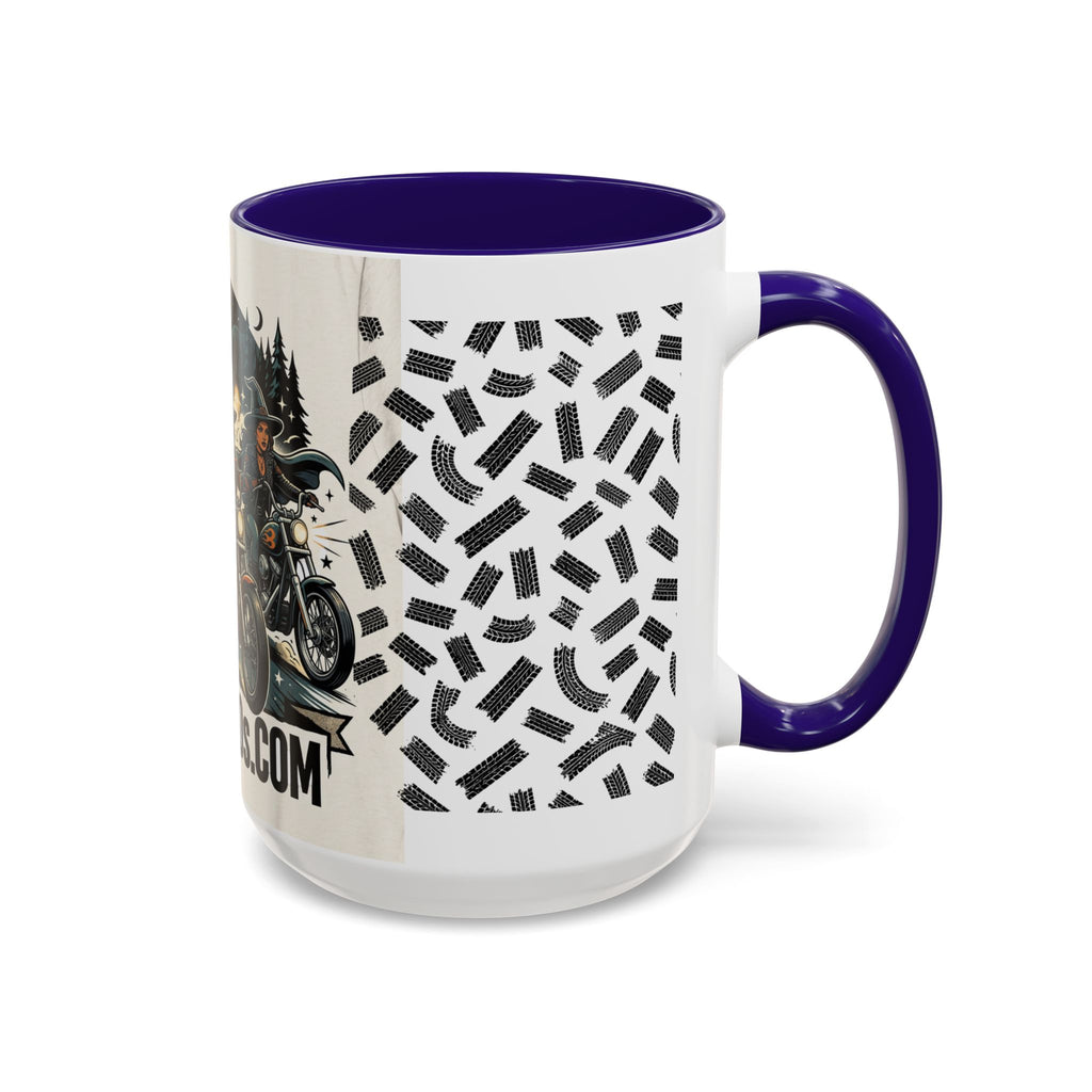 Witch Biker Sisters Coffee Mug — Halloween Motorcycle Witchcraft Design (11oz/15oz)