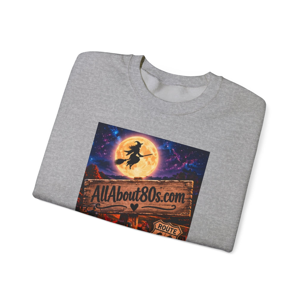 Halloween Route 66 Sweatshirt — AllAbout80s.com Pumpkin Witch Crewneck