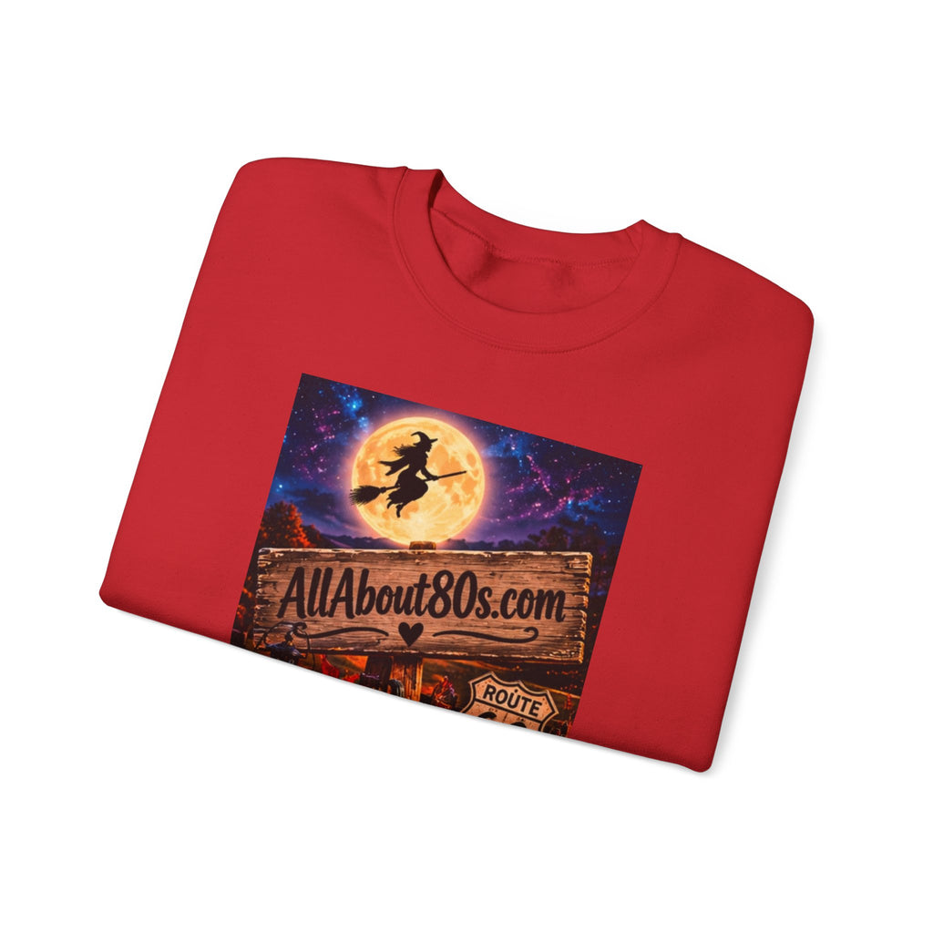 Halloween Route 66 Sweatshirt — AllAbout80s.com Pumpkin Witch Crewneck