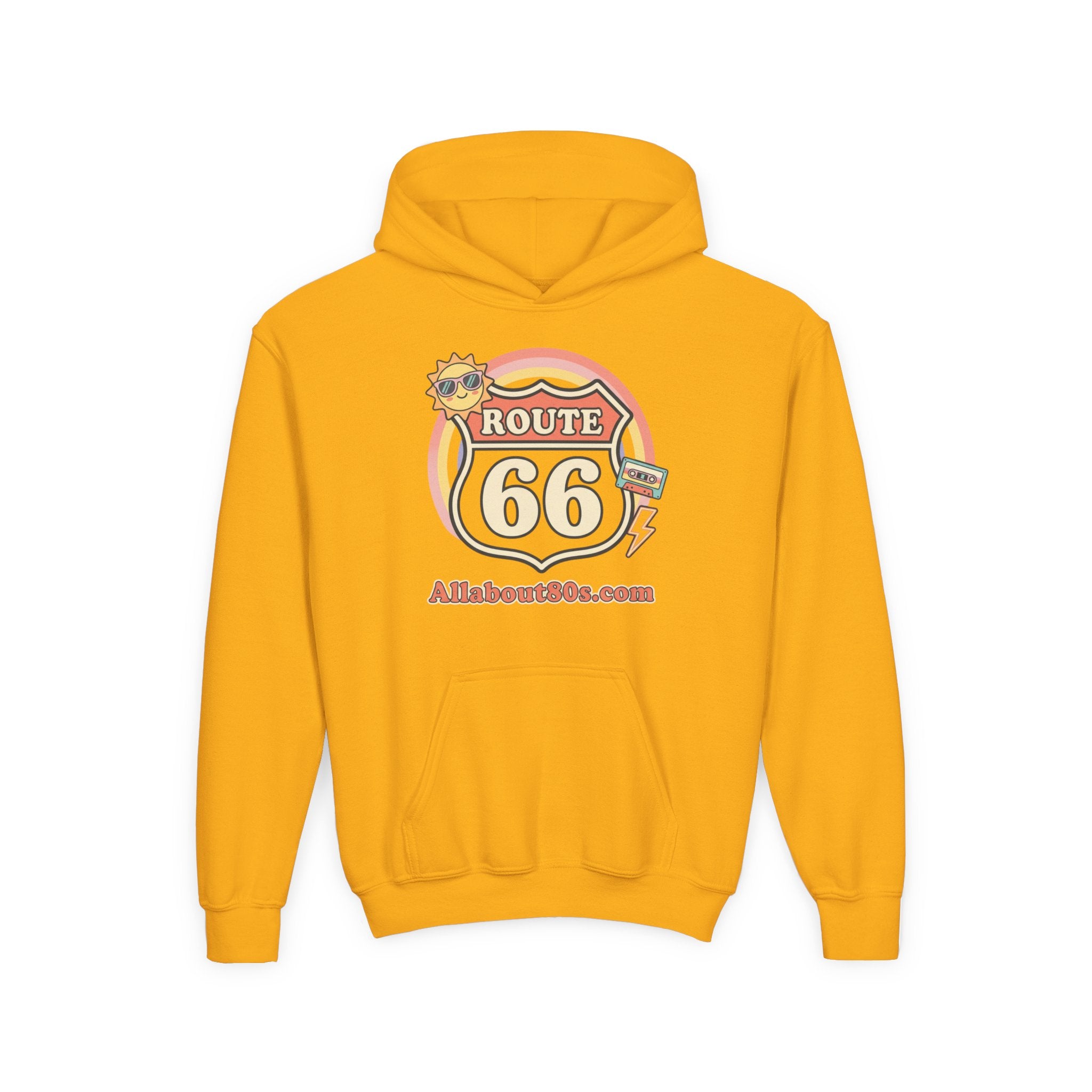 Route 66 Youth Hoodie — Retro Road Trip Graphic Sweatshirt