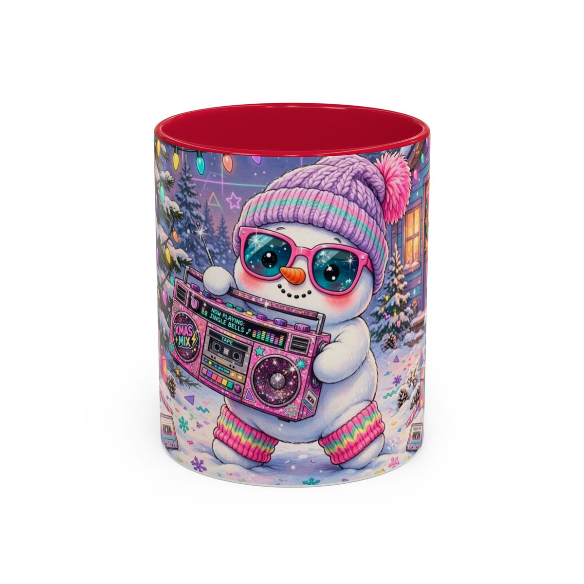 Cool Snowman with Boombox Christmas Mug