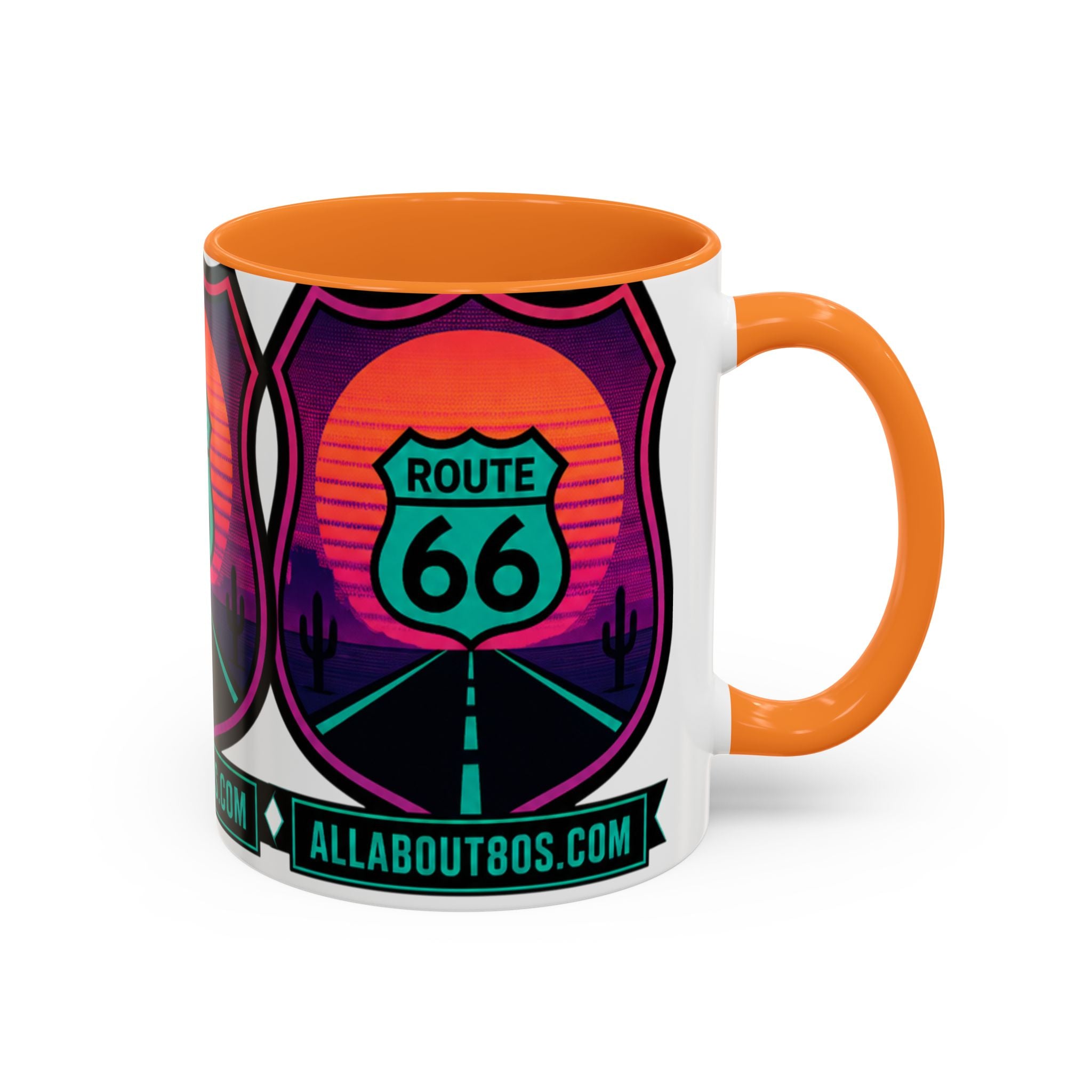 Route 66 Sunset Mug — Retro Neon Travel Coffee Cup (11oz & 15oz)