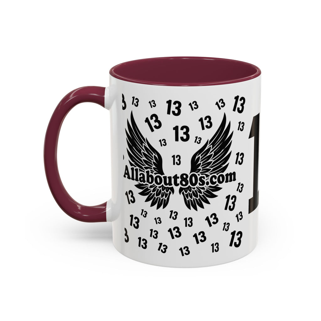 Number 13 Accent Mug — Bold Sports-Style Ceramic Coffee Cup (11oz/15oz)