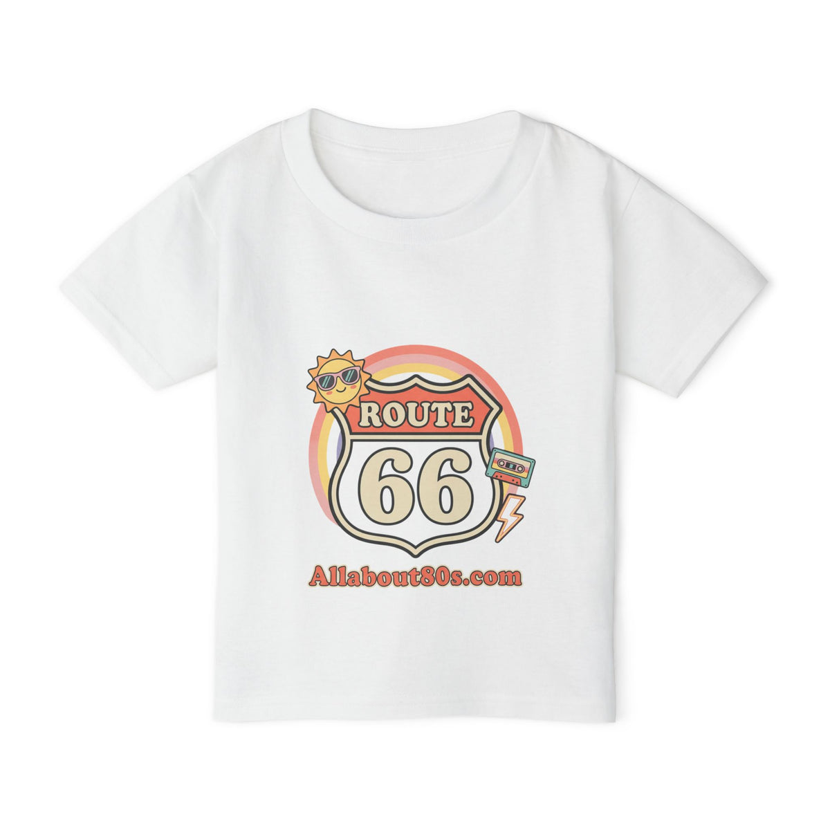Route 66 Toddler T‑Shirt — Retro Sun Logo "Route 66" Kids Tee