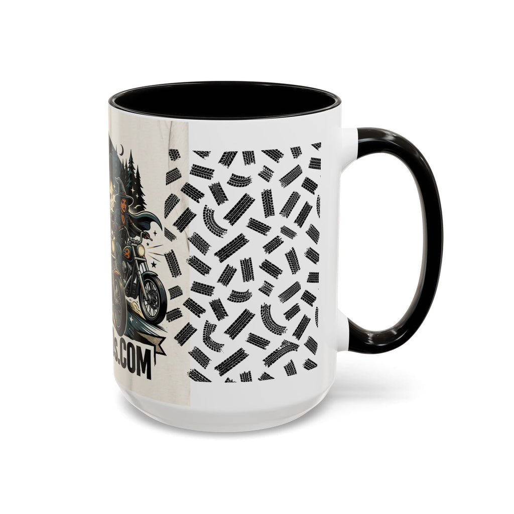 Witch Biker Sisters Coffee Mug — Halloween Motorcycle Witchcraft Design (11oz/15oz)