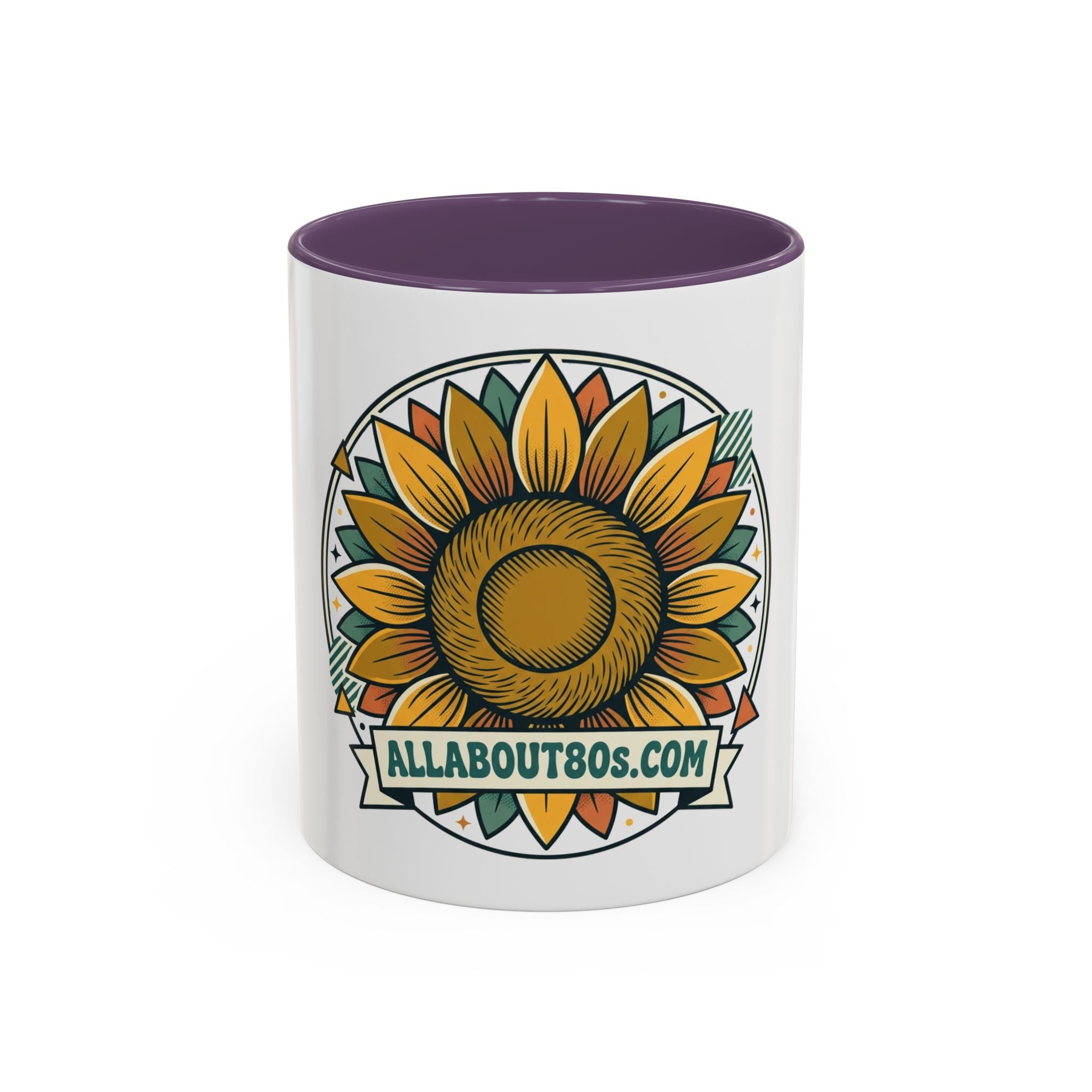 Sunflower Logo Coffee Mug — AllAbout80s.com Accent Ceramic Mug (11/15oz)