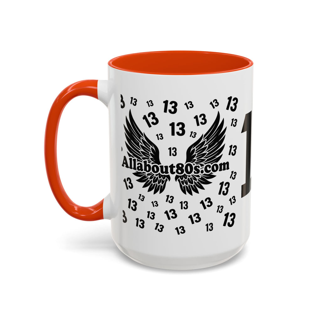 Number 13 Accent Mug — Bold Sports-Style Ceramic Coffee Cup (11oz/15oz)