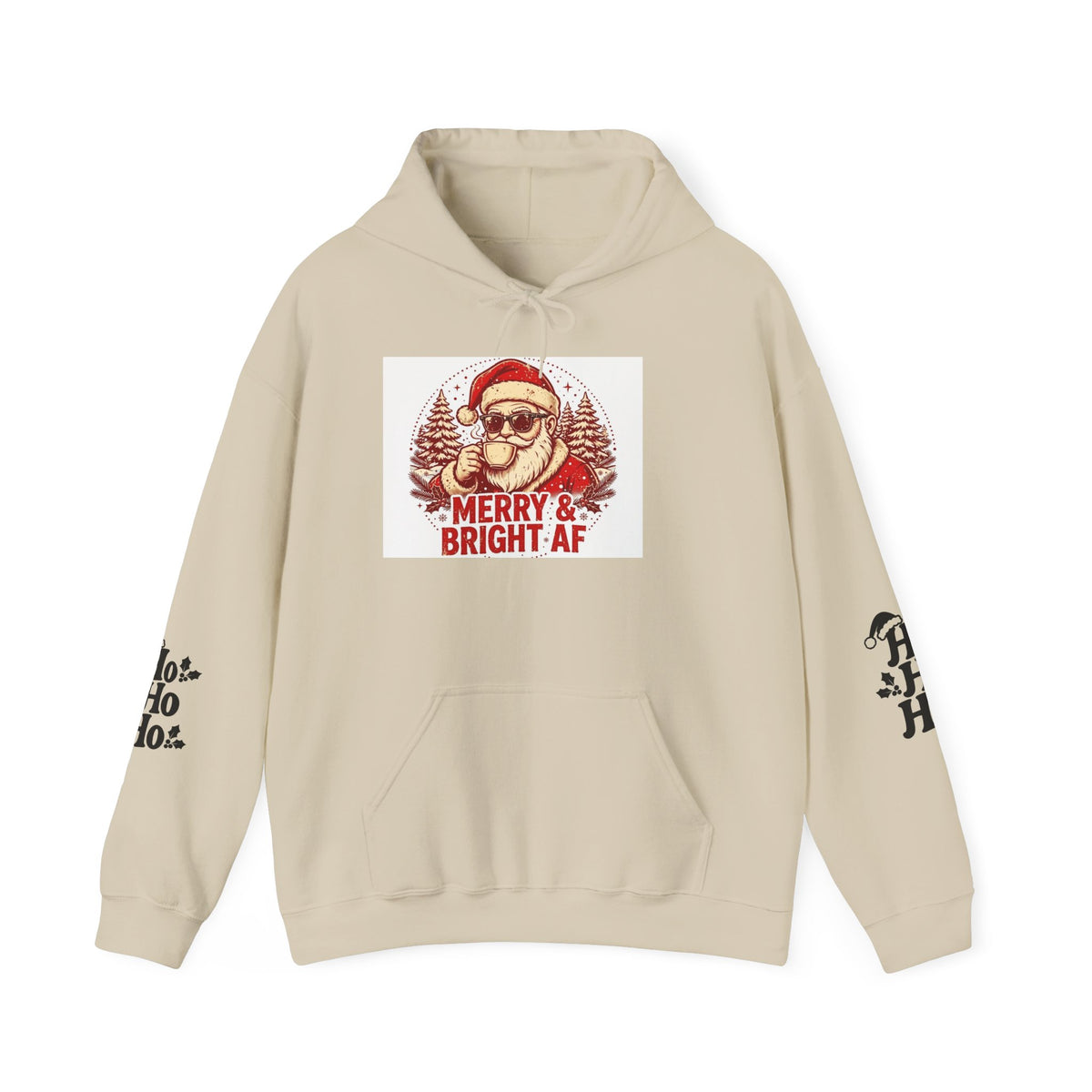 Merry & Bright AF Christmas Santa Hoodie