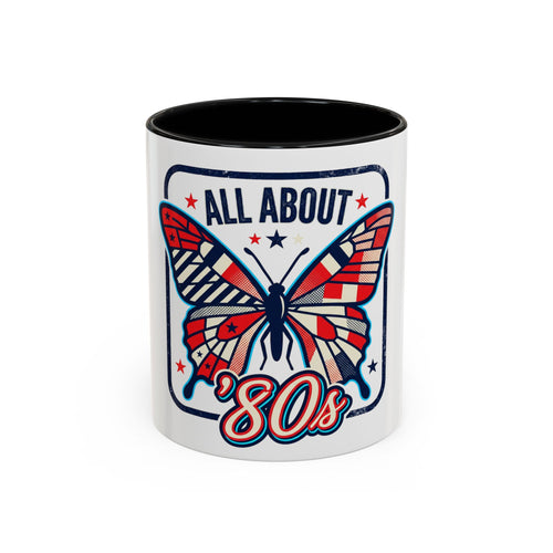 All About '80s Butterfly Accent Coffee Mug – Retro Patriotic 80s Gift