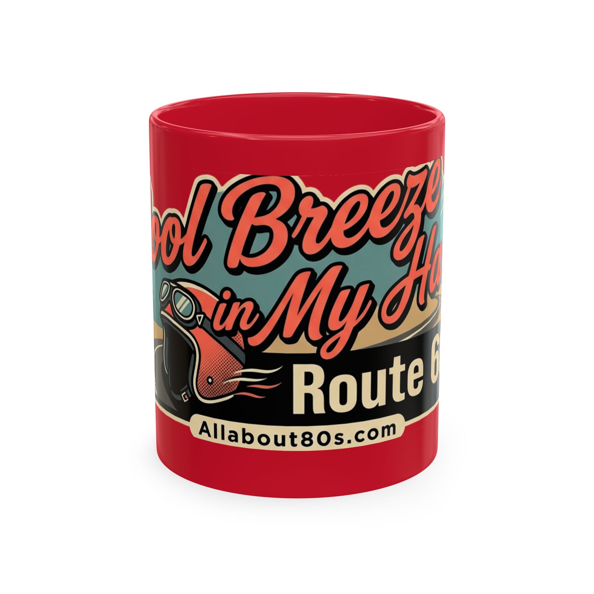 Cool Breeze in My Hair Route 66 Motorcycle Mug — Retro Biker Coffee Cup