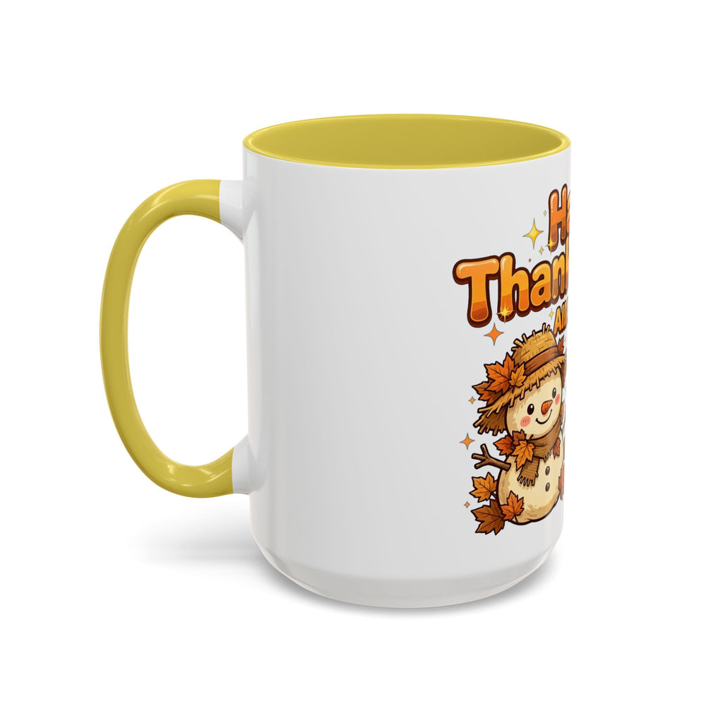 Happy Thanksgiving Pumpkin & Scarecrow Mug – Festive Fall Coffee Cup (11oz, 15oz)